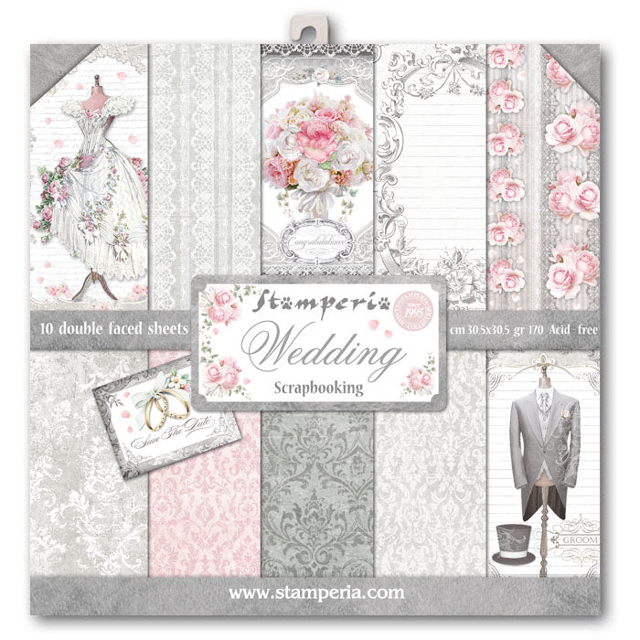 Stamperia WEDDING 12X12 Double Faced Paper 10 Sheets + Bonus #SBBL18