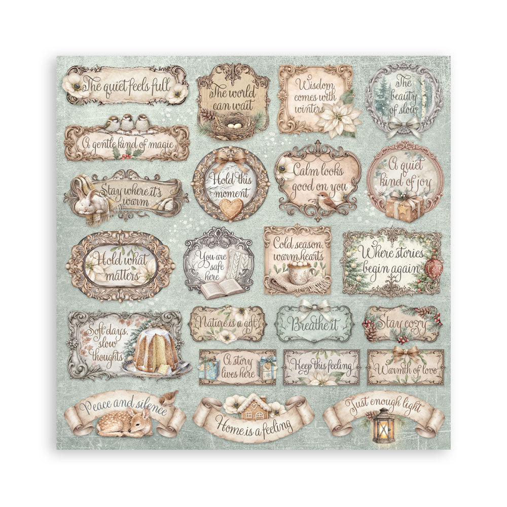 Stamperia WHITE CHRISTMAS 12x12 Double Faced Scrapbook Paper 10 PCS+Bonus #SBBL190