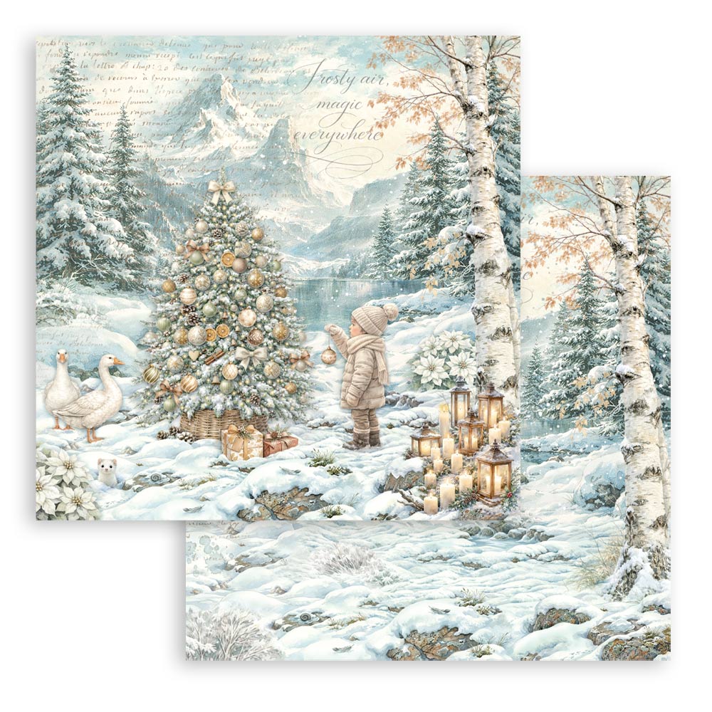 Stamperia WHITE CHRISTMAS 12x12 Double Faced Scrapbook Paper 10 PCS+Bonus #SBBL190