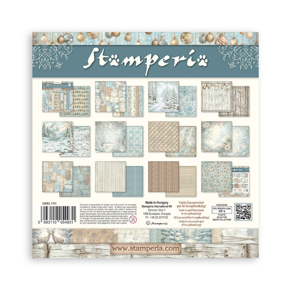 Stamperia WHITE CHRISTMAS Backgrounds 12x12 Double Faced Scrapbook Paper 10 PCS+Bonus #SBBL191