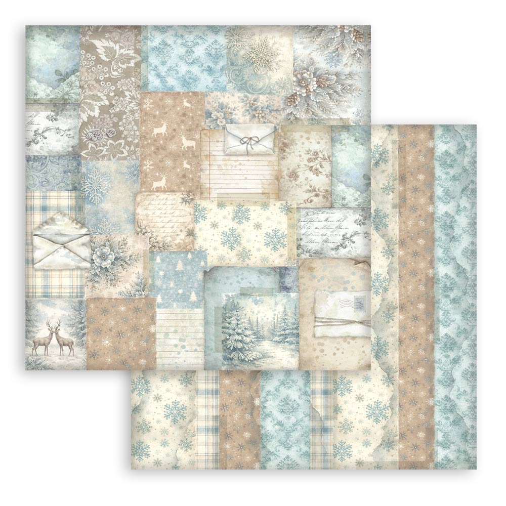 Stamperia WHITE CHRISTMAS Backgrounds 12x12 Double Faced Scrapbook Paper 10 PCS+Bonus #SBBL191
