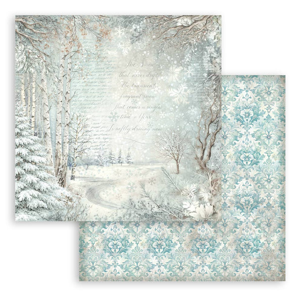 Stamperia WHITE CHRISTMAS Backgrounds 12x12 Double Faced Scrapbook Paper 10 PCS+Bonus #SBBL191