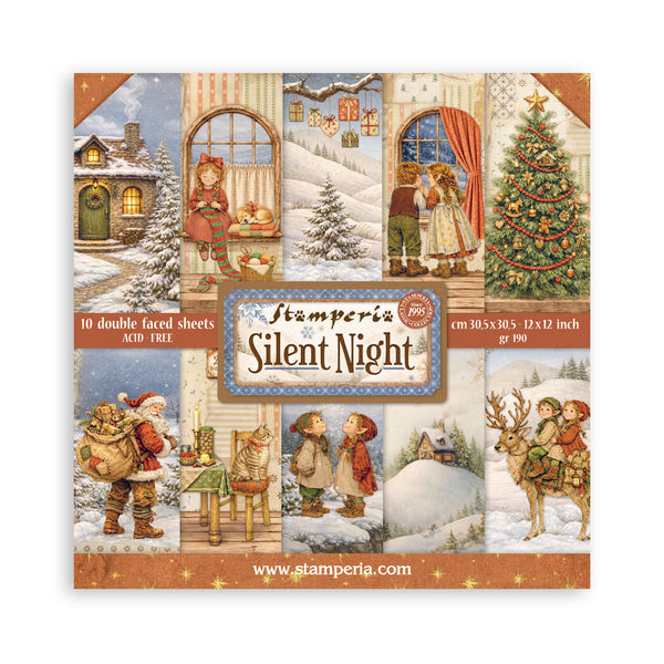 Stamperia SILENT NIGHT - CHRISTMAS 12x12 Double Faced Scrapbook Paper 10 PCS+Bonus #SBBL192