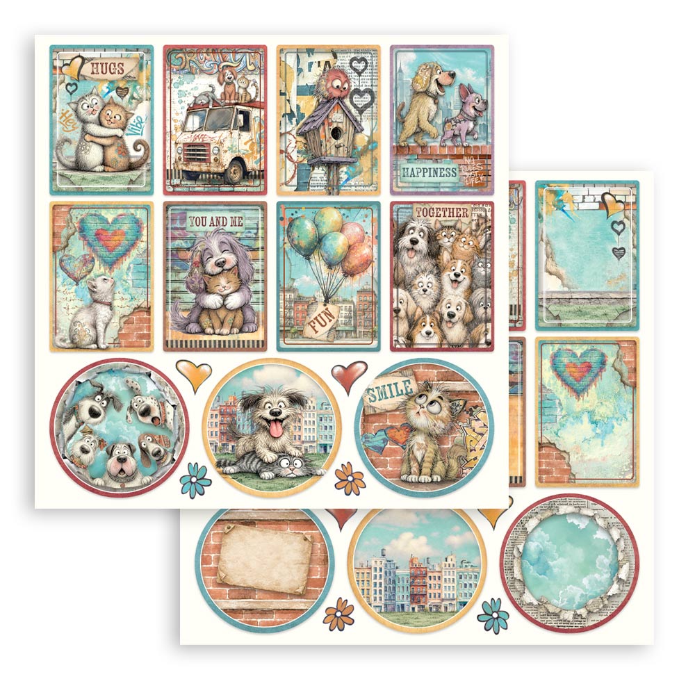 Stamperia FURRY FRIENDS 2 12x12 Double Faced Scrapbook Paper 10 PCS+Bonus #SBBL194