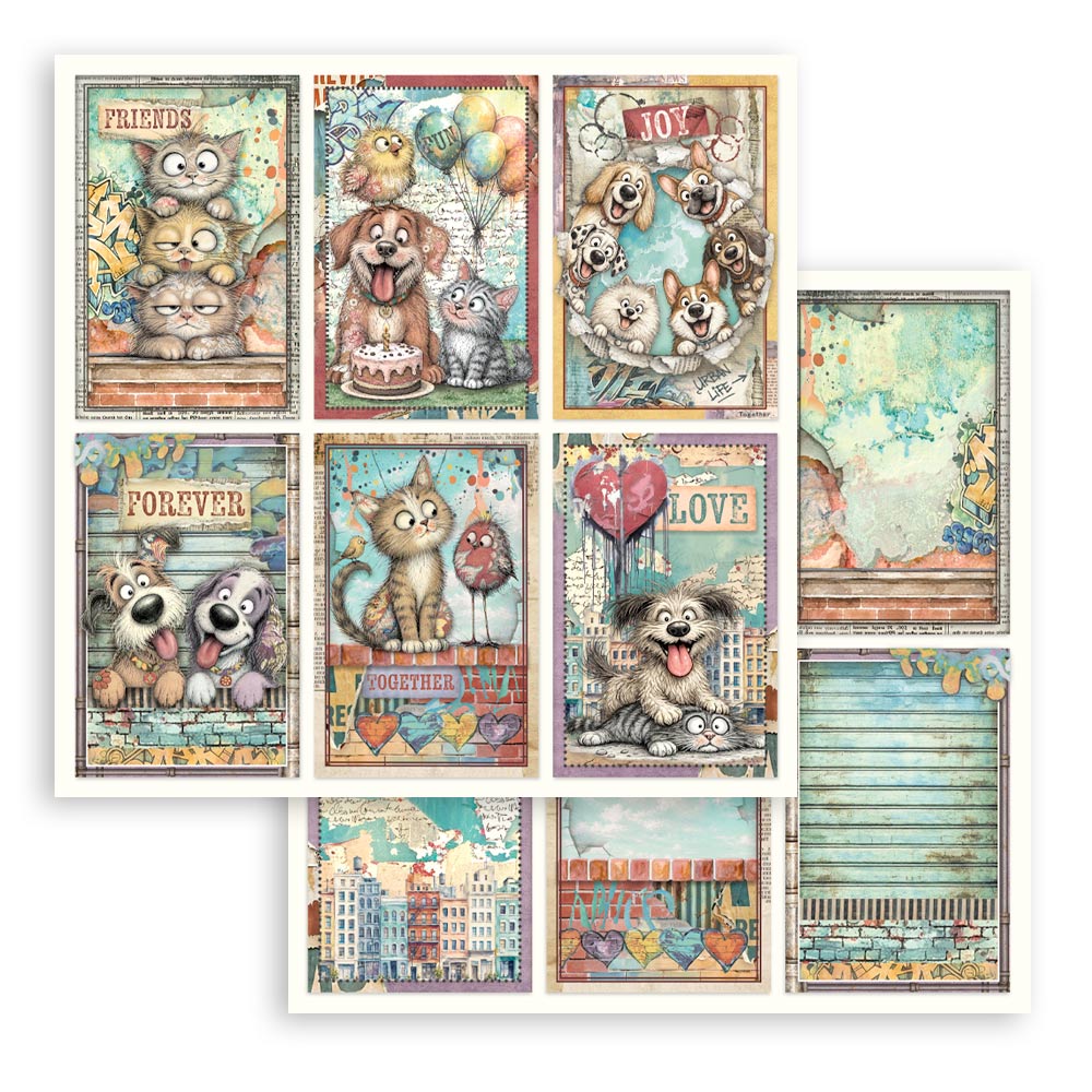 Stamperia FURRY FRIENDS 2 12x12 Double Faced Scrapbook Paper 10 PCS+Bonus #SBBL194