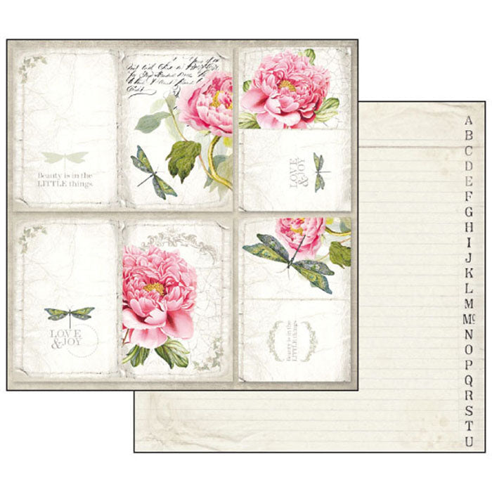 Stamperia LETTERS & FLOWERS 12x12 Double-sided Paper 10 pcs + Bonus #SBBL22