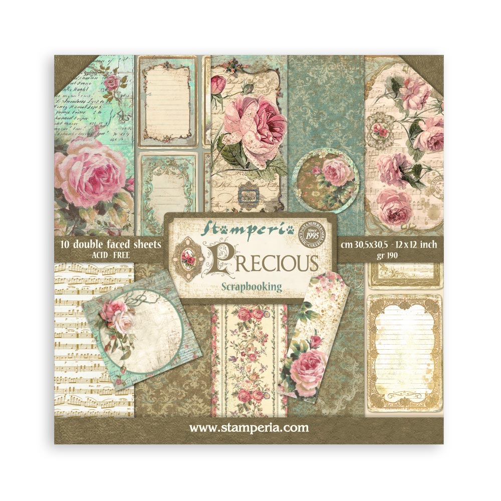 Stamperia PRECIOUS GIFT 12x12 Double Faced Scrapbook Paper 10 PCS + Bonus SBBL24