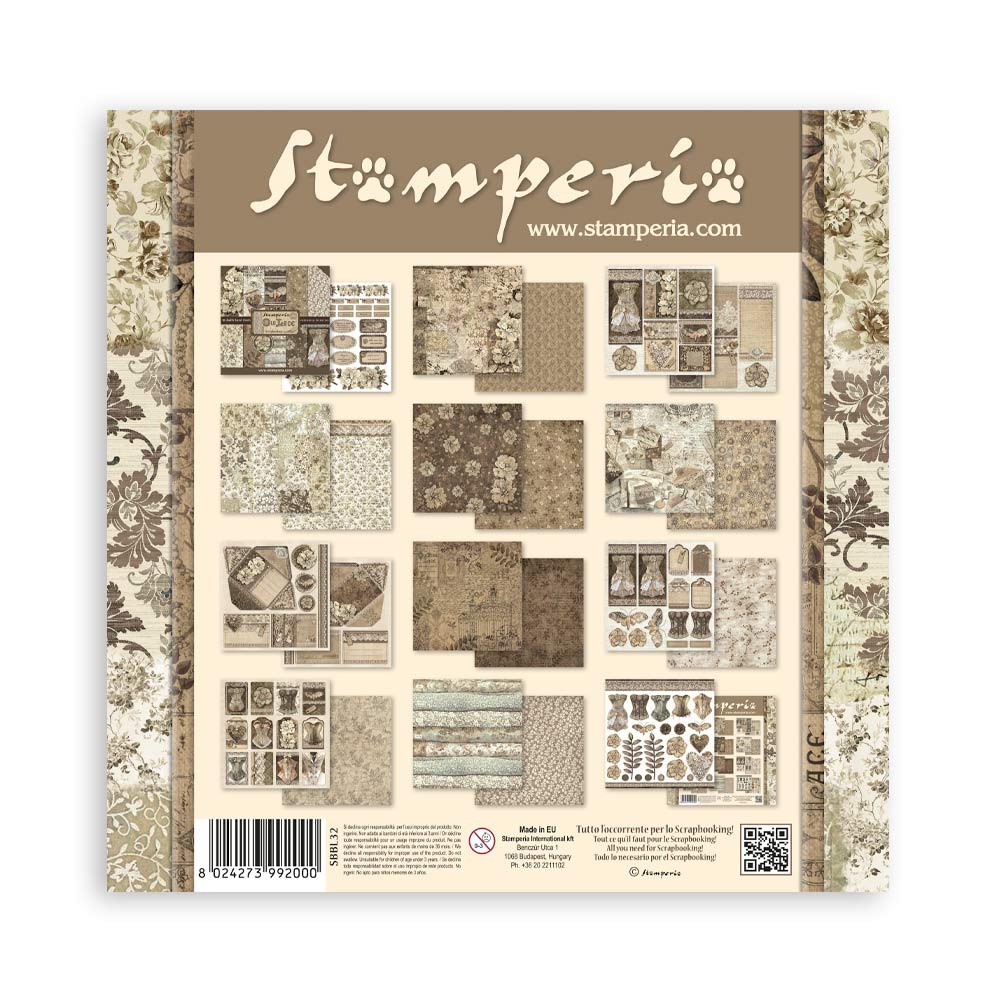 Stamperia OLD LACE 12x12 Double Faced Scrapbook Paper 10 PCS+Bonus #SBBL32