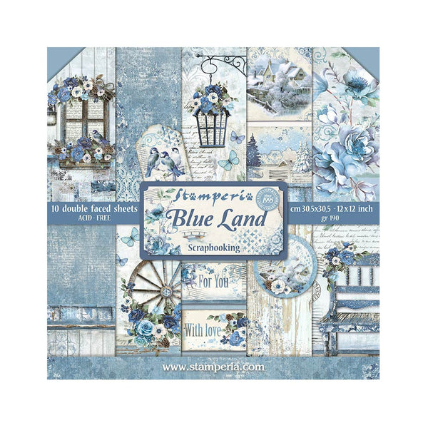 Stamperia BLUE LAND 12x12 Double Faced Scrapbook Paper 10 Sheets + BONUS #SBBL47