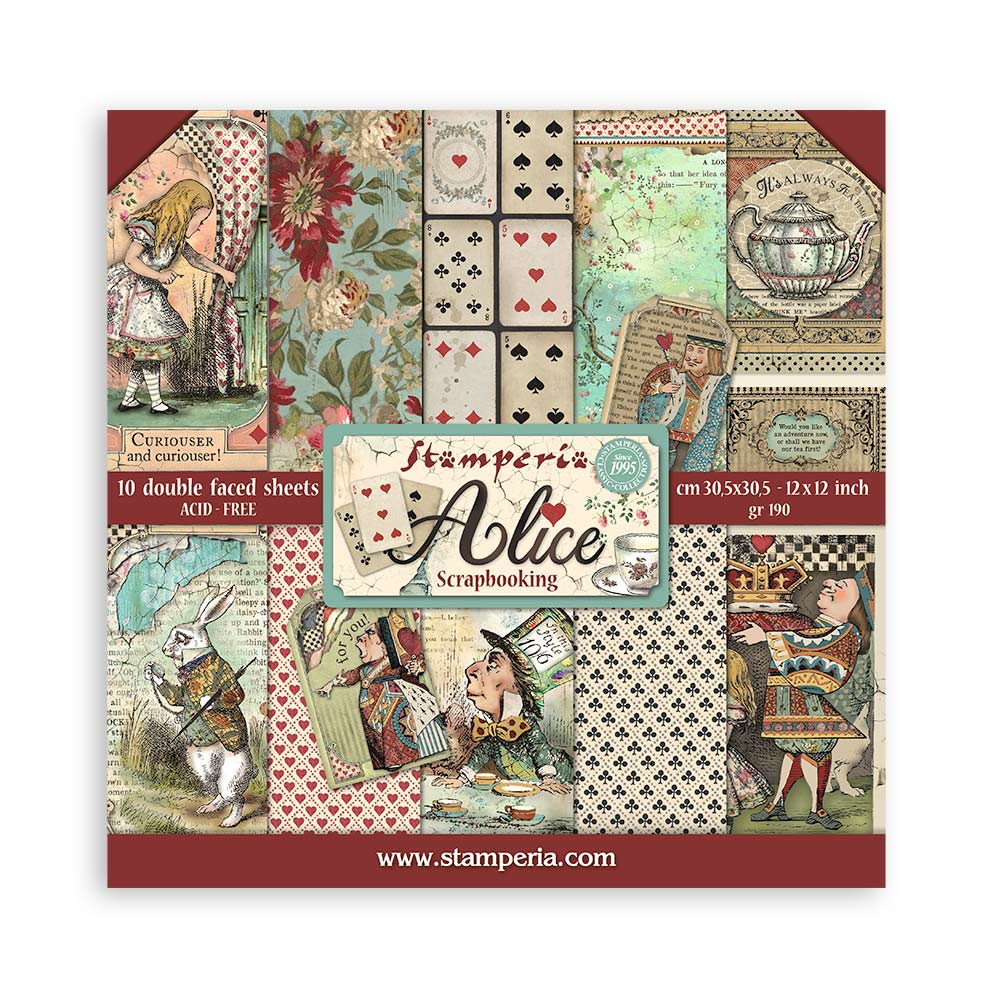 Stamperia ALICE 12x12 Double Faced Paper 10 Sheets + Bonus #SBBL52