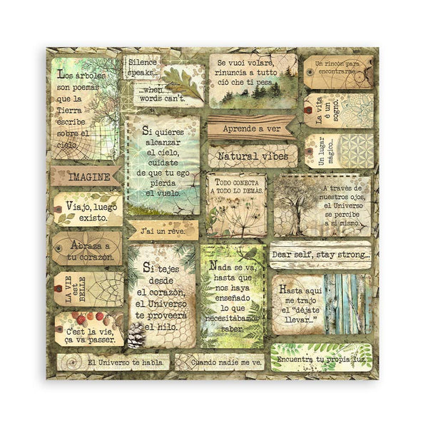 Stamperia FOREST 8X8 Double Faced Paper 10 Sheets + Bonus #SBBS06