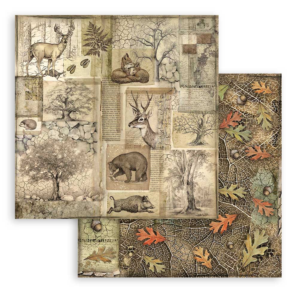 Stamperia FOREST 12x12 Double Faced Paper 10 Sheets + Bonus #SBBL63