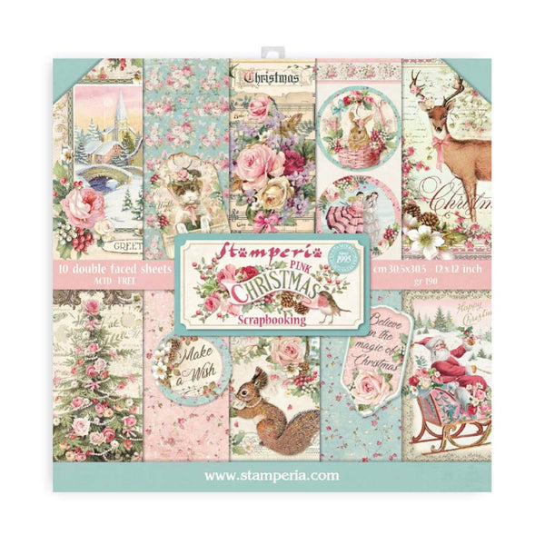 Stamperia - PINK CHRISTMAS 12x12 Double Faced Paper 10 Sheets + Bonus #SBBL73