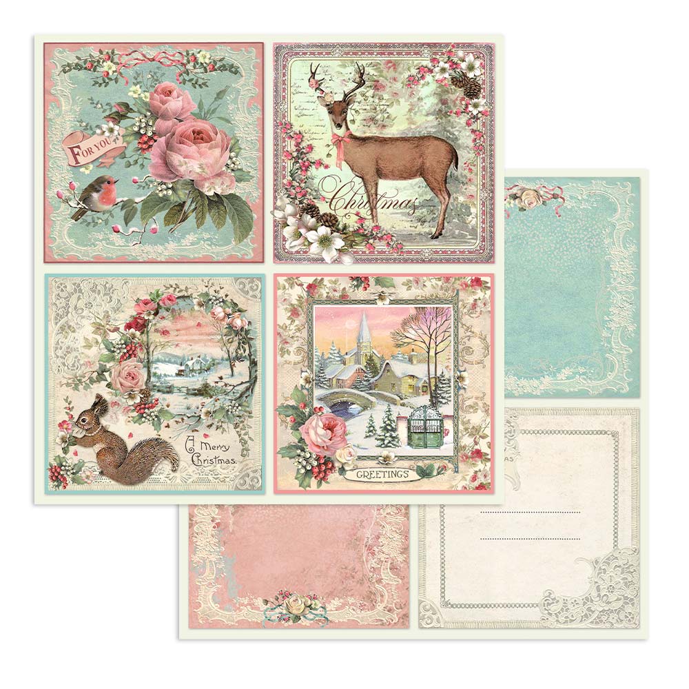 Stamperia - PINK CHRISTMAS 12x12 Double Faced Paper 10 Sheets + Bonus #SBBL73