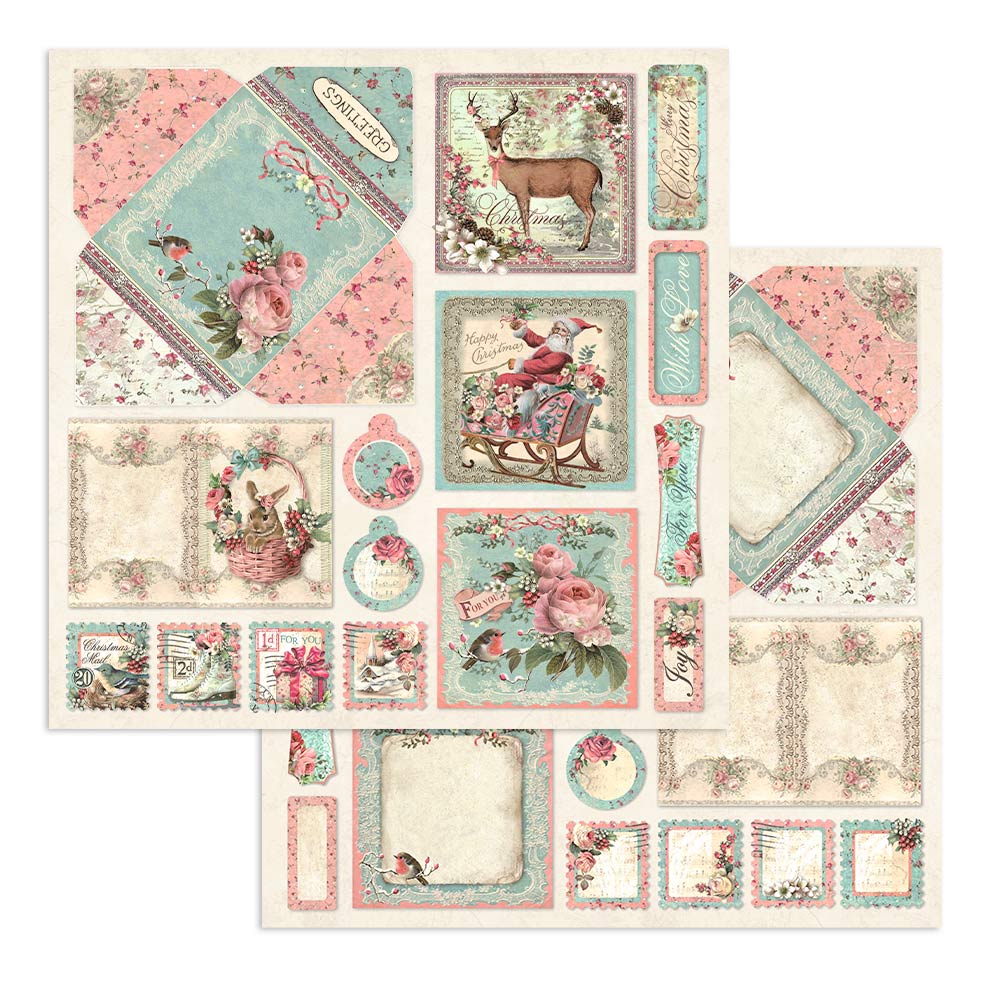 Stamperia - PINK CHRISTMAS 12x12 Double Faced Paper 10 Sheets + Bonus #SBBL73