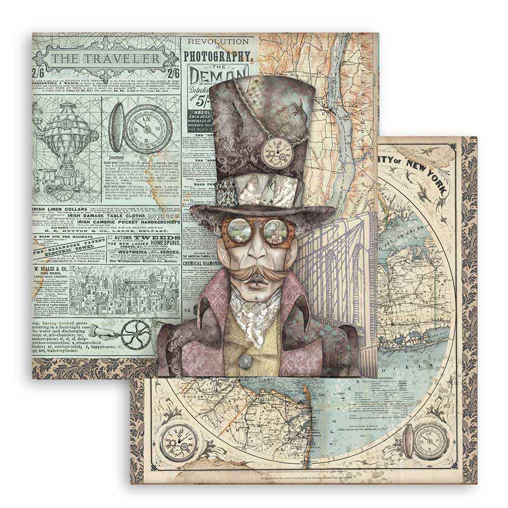 Stamperia SIR VAGABOND 12x12 Double Faced Paper 10 Sheets + Bonus #SBBL80