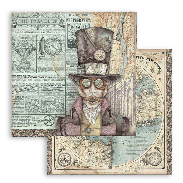 Stamperia SIR VAGABOND 12x12 Double Faced Paper 10 Sheets + Bonus #SBBL80