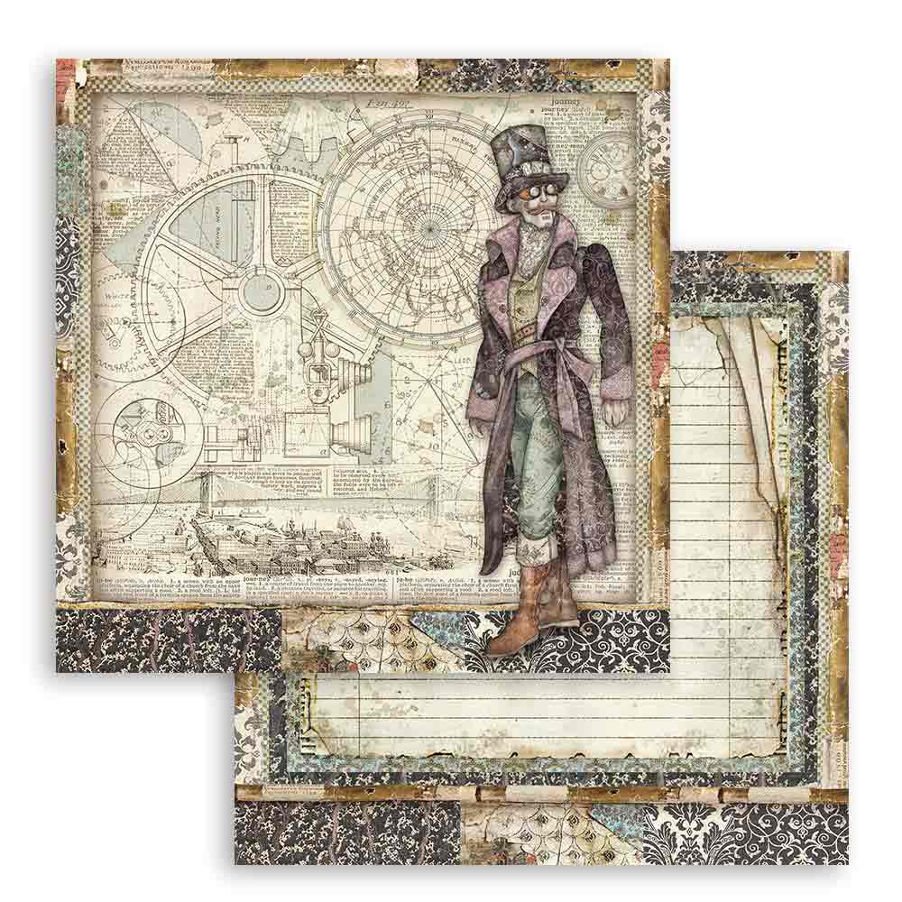 Stamperia SIR VAGABOND 12x12 Double Faced Paper 10 Sheets + Bonus #SBBL80