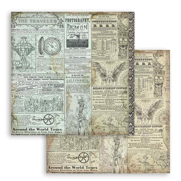 Stamperia SIR VAGABOND 12x12 Double Faced Paper 10 Sheets + Bonus #SBBL80