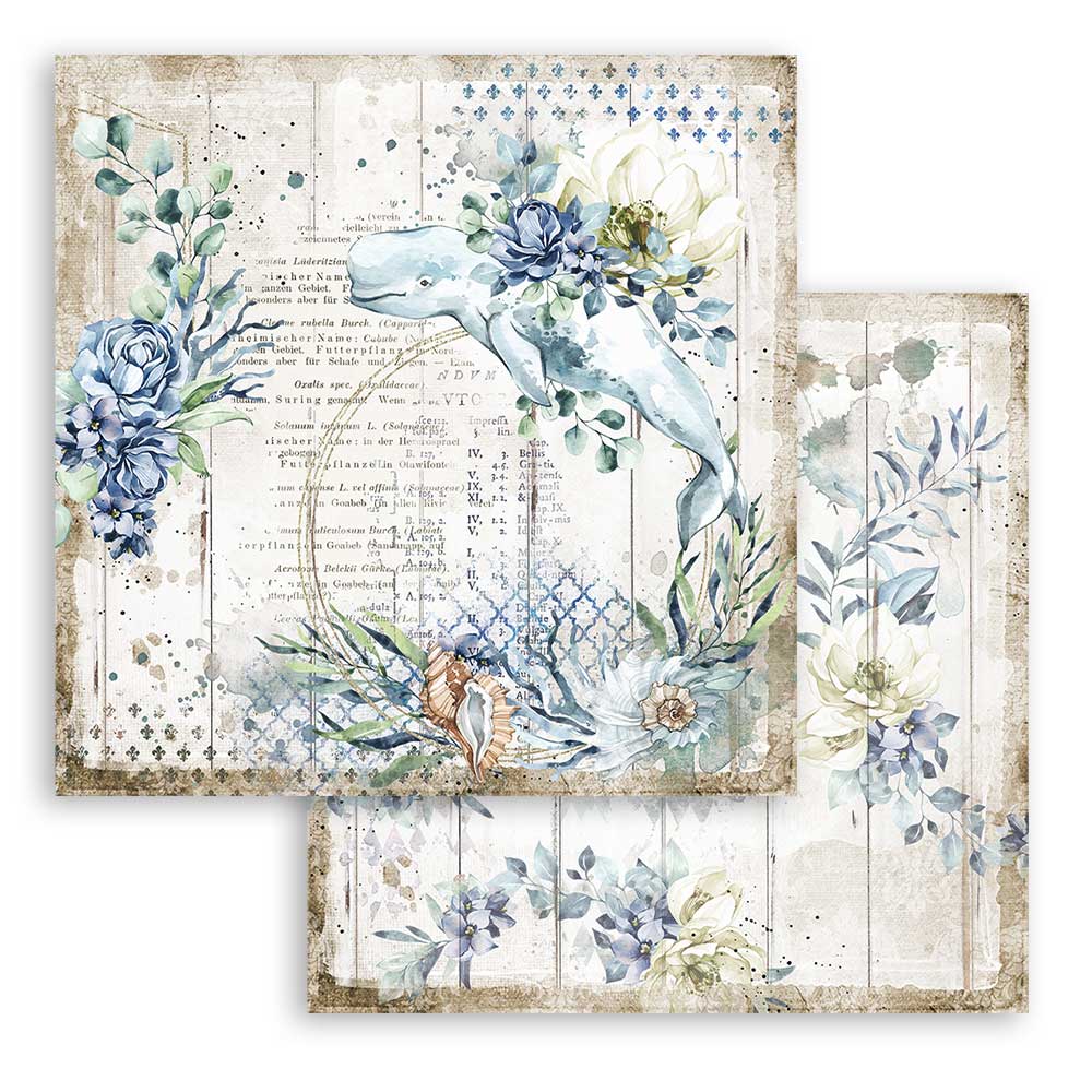 Stamperia Romantic Collection SEA DREAM 12x12 Double Faced Scrapbook Paper 10 Sheets #SBBL87