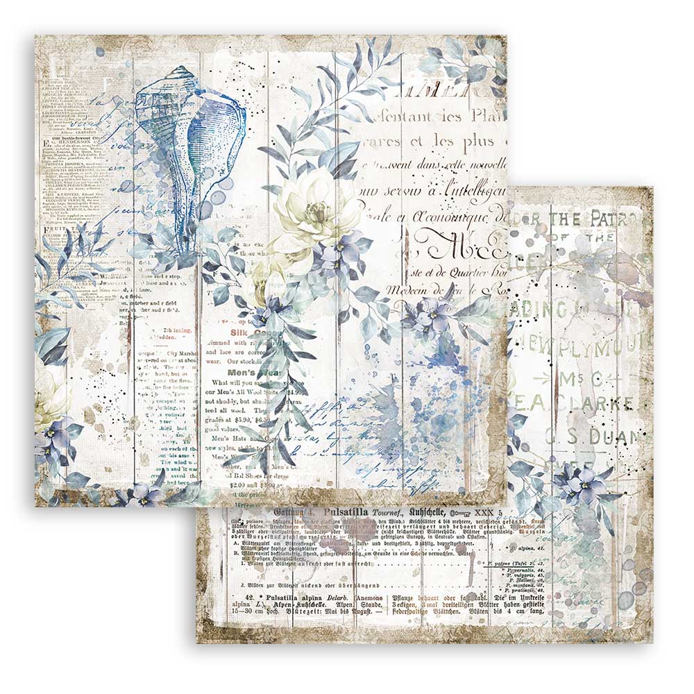Stamperia Romantic Collection SEA DREAM 12x12 Double Faced Scrapbook Paper 10 Sheets #SBBL87