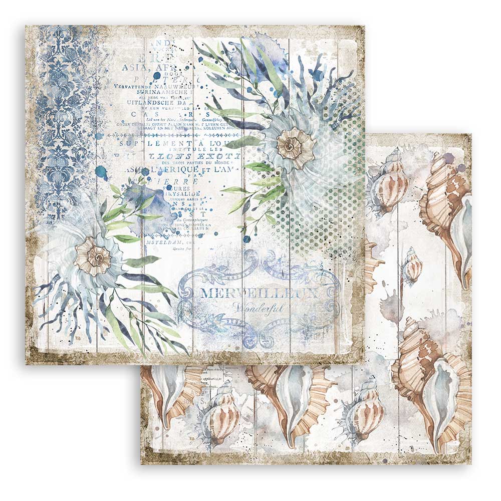 Stamperia Romantic Collection SEA DREAM 12x12 Double Faced Scrapbook Paper 10 Sheets #SBBL87