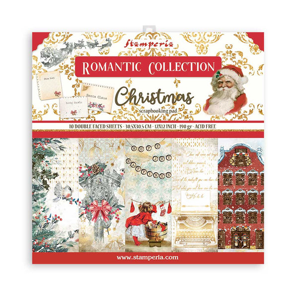 Stamperia Christmas Romantic Collection CHRISTMAS 12x12 Double Faced Scrapbook Paper 10 PCS+Bonus #SBBL96