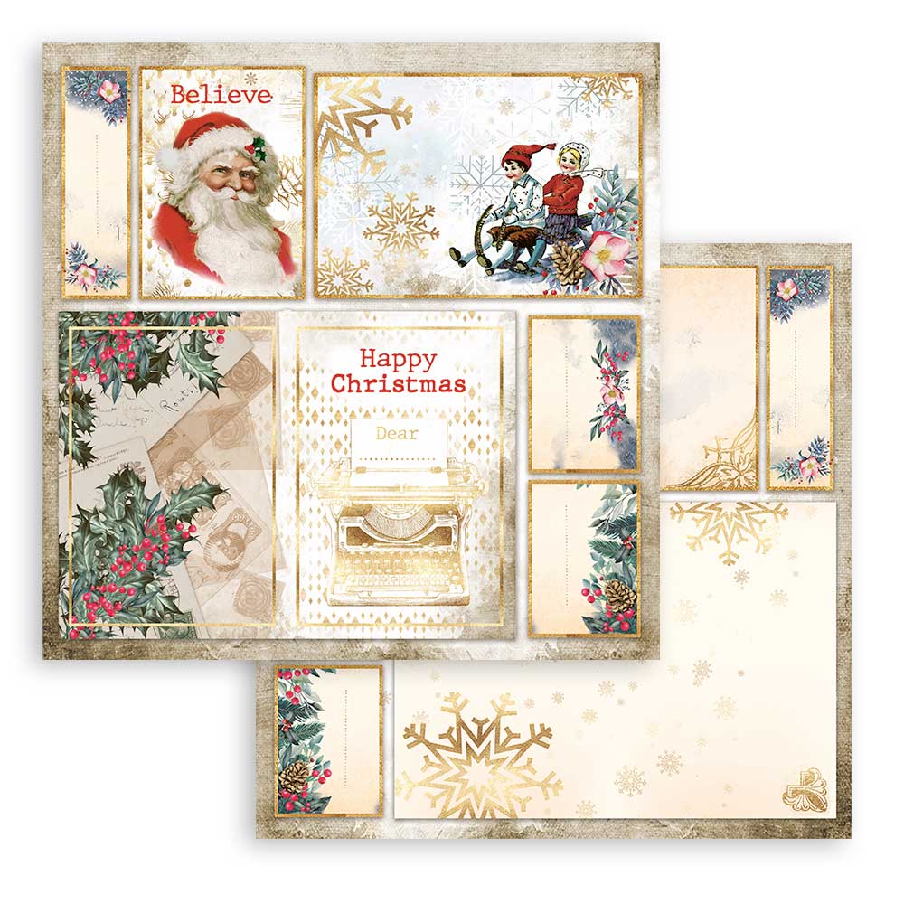 Stamperia Christmas Romantic Collection CHRISTMAS 12x12 Double Faced Scrapbook Paper 10 PCS+Bonus #SBBL96