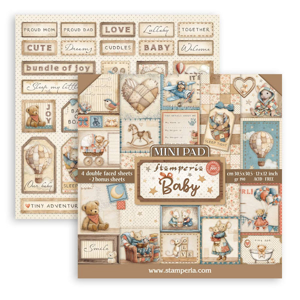 Stamperia BABY 12"X12" 4 Double Sheets + 2 Bonus Sheets Mini Pad  #SBBM001
