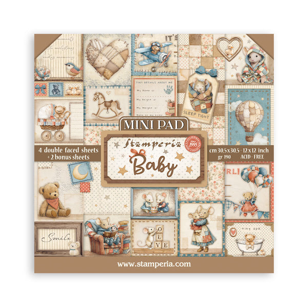 Stamperia BABY 12"X12" 4 Double Sheets + 2 Bonus Sheets Mini Pad  #SBBM001
