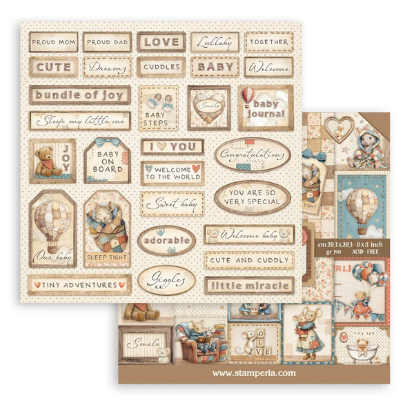 Stamperia BABY 8"x8" 4 Double Sheets + 2 Bonus Sheets Mini Pad  #SBBMS001