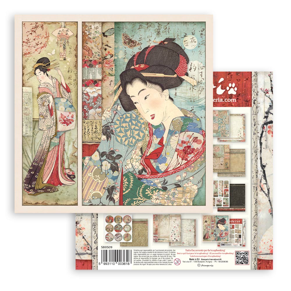 Stamperia ORIENTAL GARDEN 8X8 Double Faced Paper 10 Sheets + Bonus #SBBS09