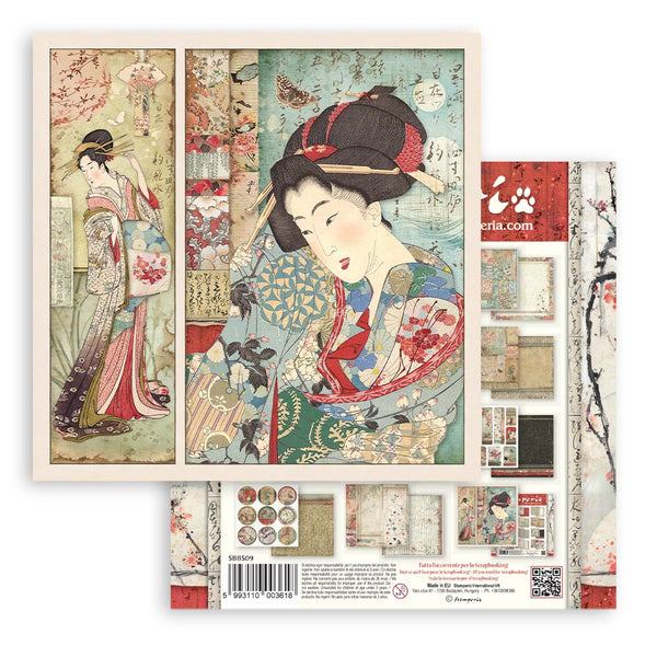 Stamperia ORIENTAL GARDEN 8X8 Double Faced Paper 10 Sheets + Bonus #SBBS09