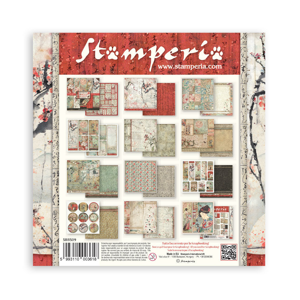 Stamperia ORIENTAL GARDEN 8X8 Double Faced Paper 10 Sheets + Bonus #SBBS09