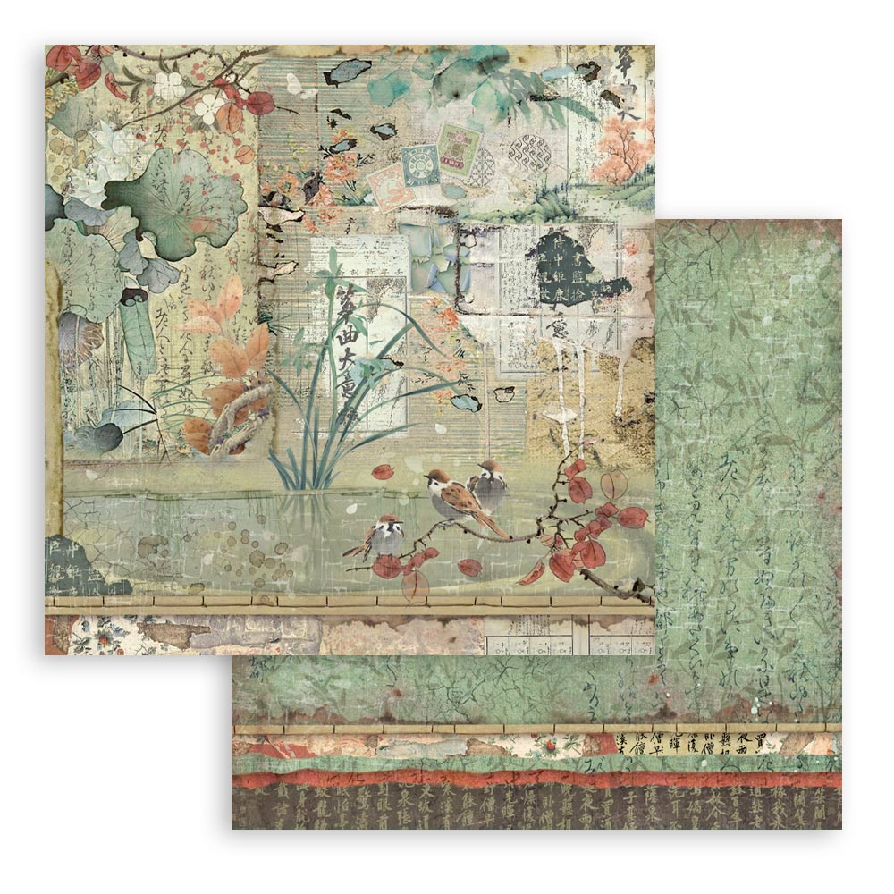 Stamperia ORIENTAL GARDEN 8X8 Double Faced Paper 10 Sheets + Bonus #SBBS09