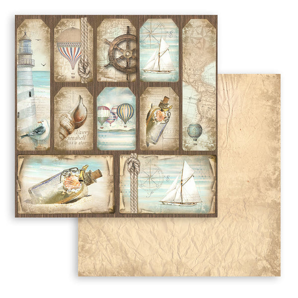Stamperia SEA LAND 8X8 Double Faced Paper 10 Sheets + Bonus #SBBS101