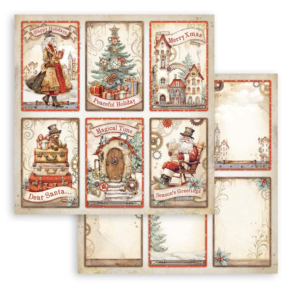 Stamperia GEAR UP FOR CHRISTMAS 8X8 Double Faced Paper 10 Sheets + Bonus #SBBS110