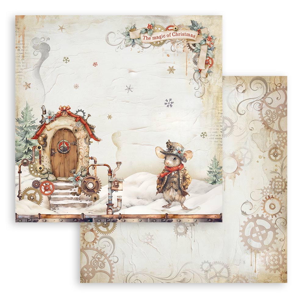 Stamperia GEAR UP FOR CHRISTMAS 8X8 Double Faced Paper 10 Sheets + Bonus #SBBS110