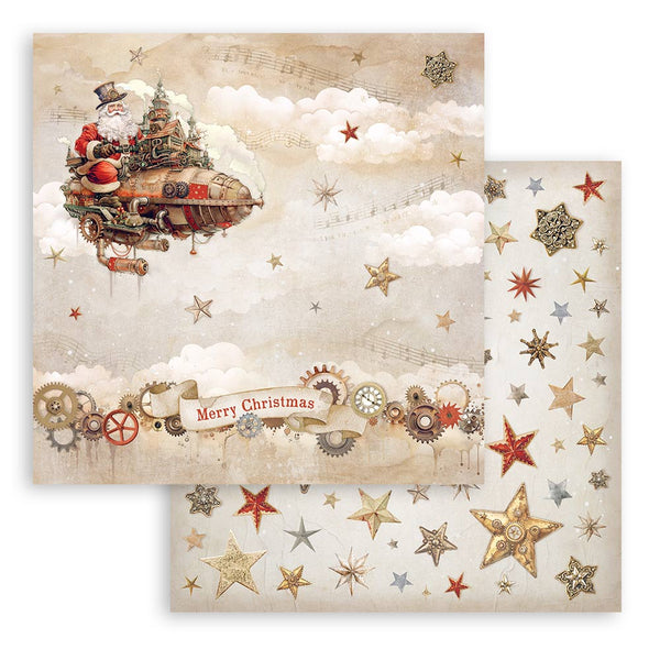 Stamperia GEAR UP FOR CHRISTMAS 8X8 Double Faced Paper 10 Sheets + Bonus #SBBS110