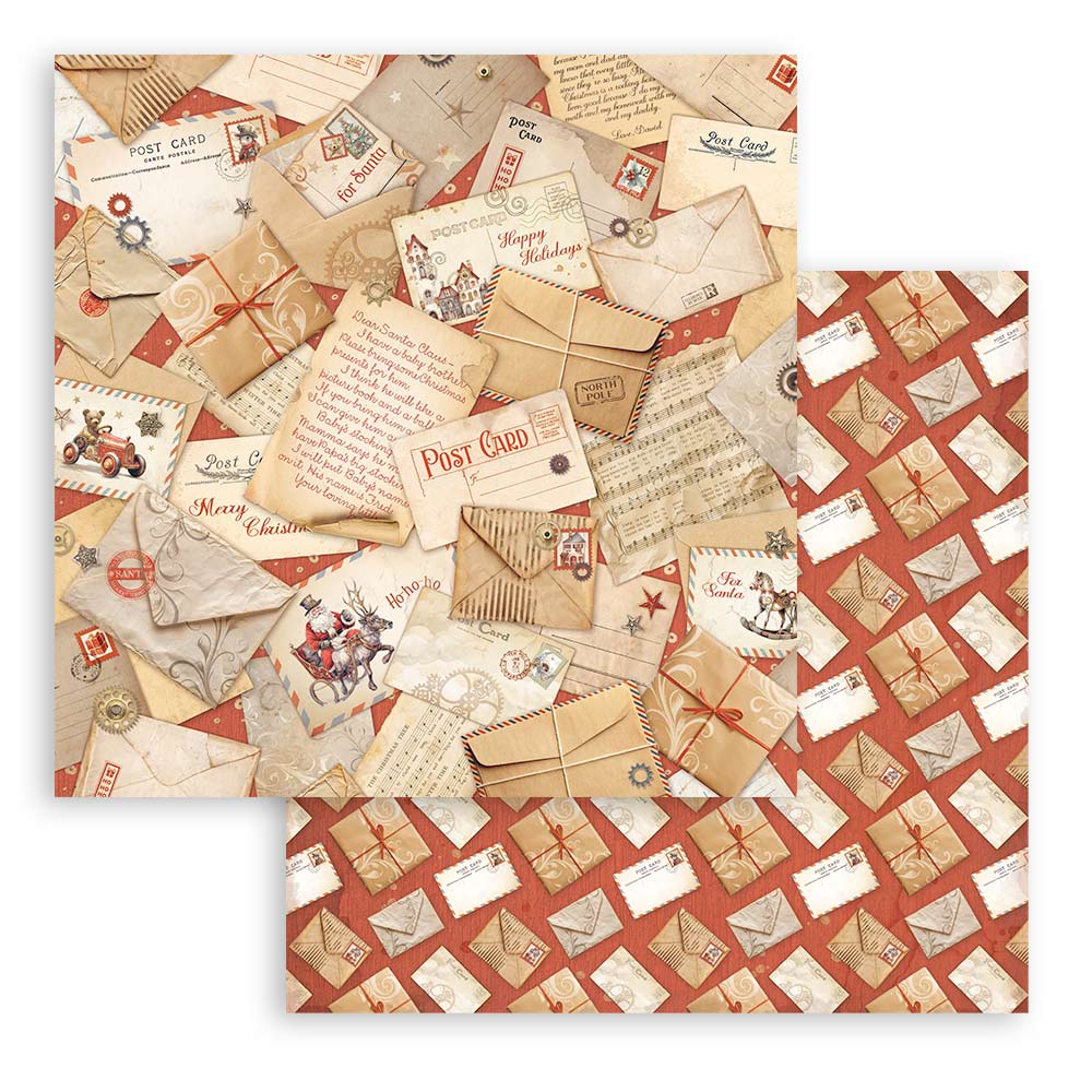 Stamperia GEAR UP FOR CHRISTMAS BACKGROUNDS SELECTION 8X8 Double Faced Paper 10 Sheets + Bonus #SBBS111