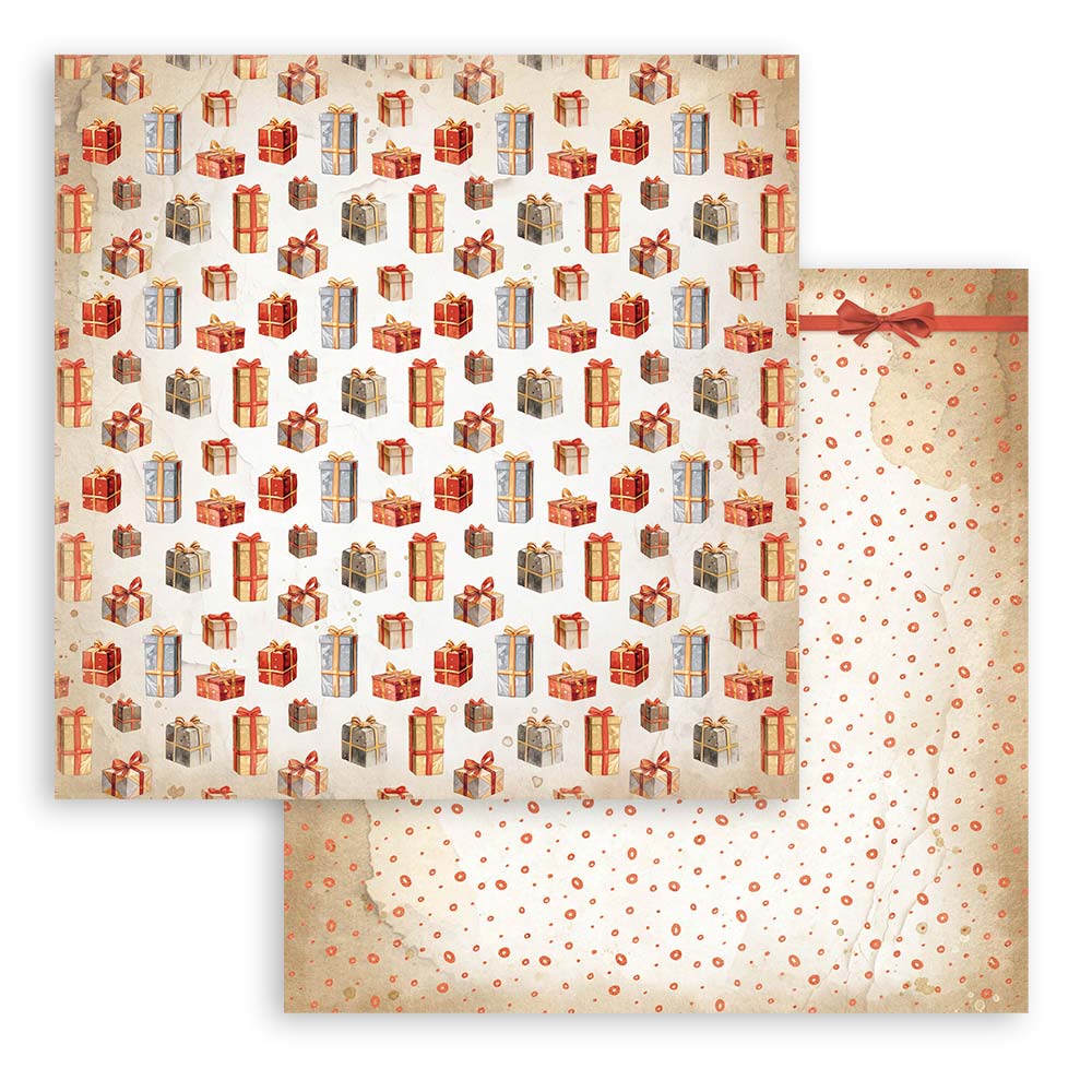 Stamperia GEAR UP FOR CHRISTMAS BACKGROUNDS SELECTION 8X8 Double Faced Paper 10 Sheets + Bonus #SBBS111