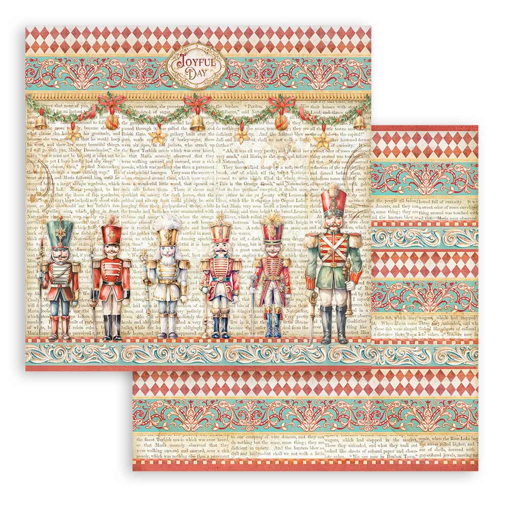 Stamperia Christmas THE NUTCRACKER 8X8 Double Faced Paper 10 Sheets + Bonus #SBBS112