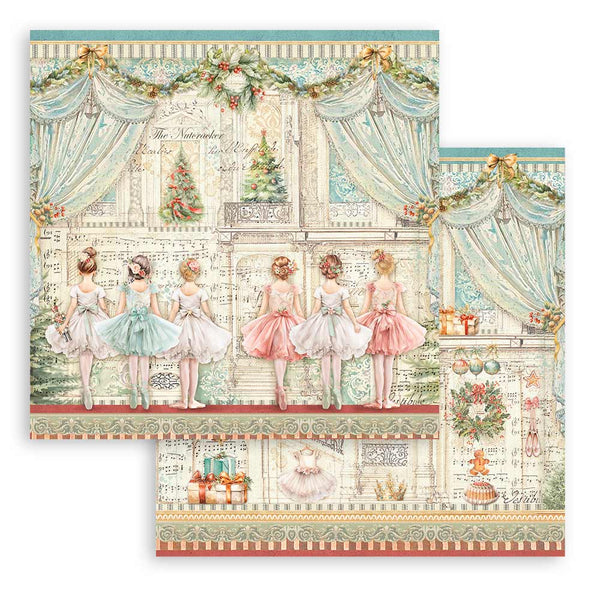 Stamperia Christmas THE NUTCRACKER 8X8 Double Faced Paper 10 Sheets + Bonus #SBBS112