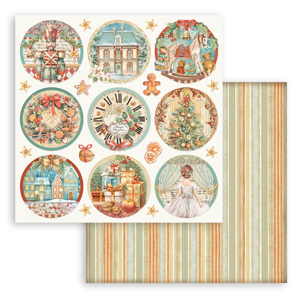 Stamperia Christmas THE NUTCRACKER 8X8 Double Faced Paper 10 Sheets + Bonus #SBBS112