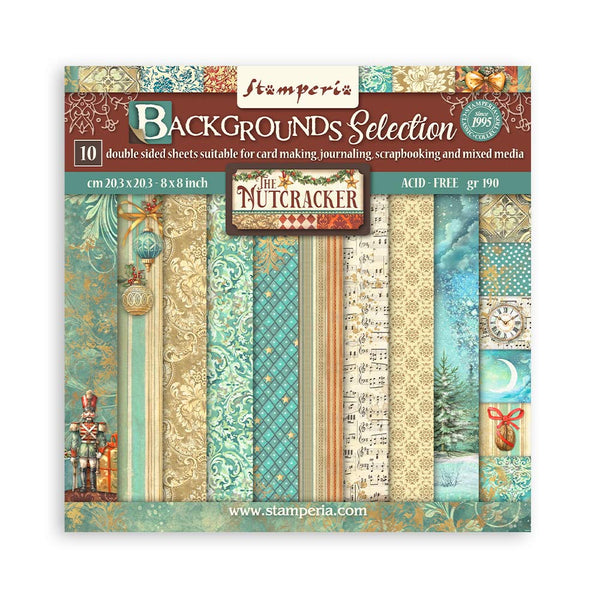 Stamperia Christmas THE NUTCRACKER BACKGROUNDS SELECTION 8X8 Double Faced Paper 10 Sheets + Bonus #SBBS113