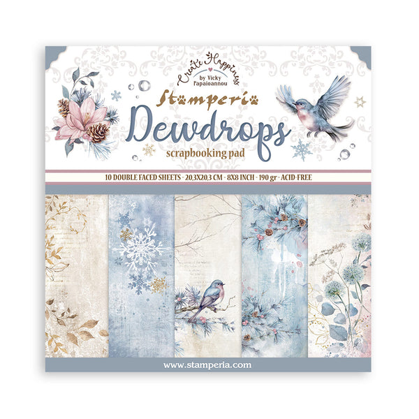 Stamperia Create Happiness DEWDROPS 8X8 Double Faced Paper 10 Sheets + Bonus #SBBS119