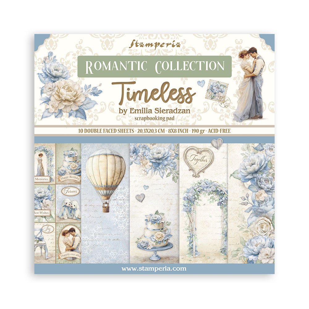 Stamperia TIMELESS 8X8 Double Faced Paper 10 Sheets + Bonus #SBBS127