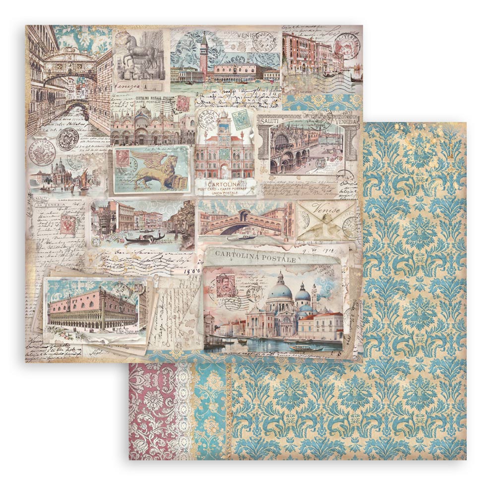 Stamperia VENICE CITY OF ART 8X8 Double Faced Paper 10 Sheets + Bonus #SBBS128