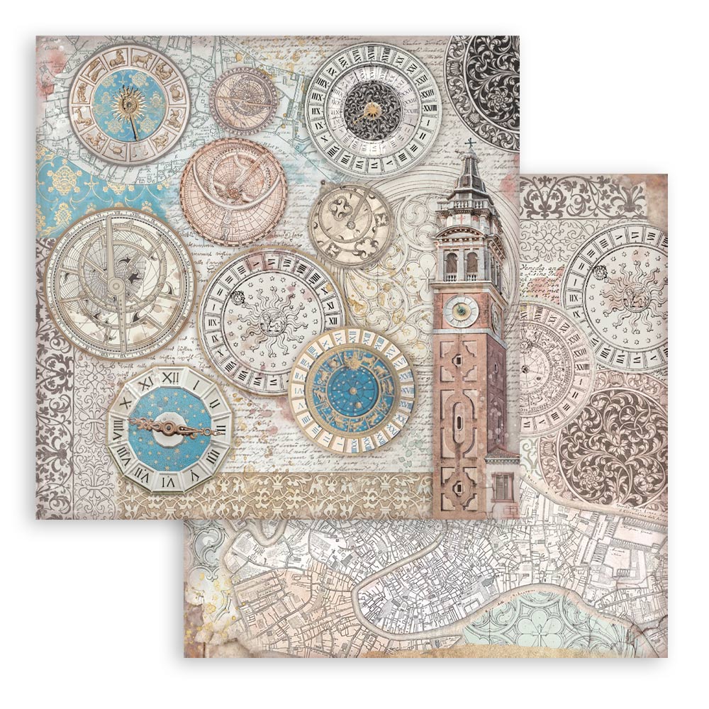 Stamperia VENICE CITY OF ART 8X8 Double Faced Paper 10 Sheets + Bonus #SBBS128