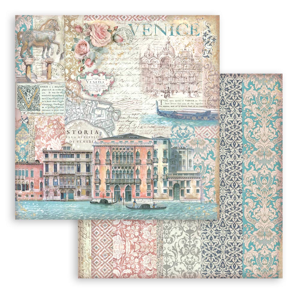 Stamperia VENICE CITY OF ART 8X8 Double Faced Paper 10 Sheets + Bonus #SBBS128